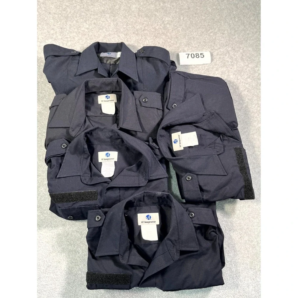 VF Imagewear Tactical Uniform Shirt Mens M Navy Blue Collared Military Lot of 5‎